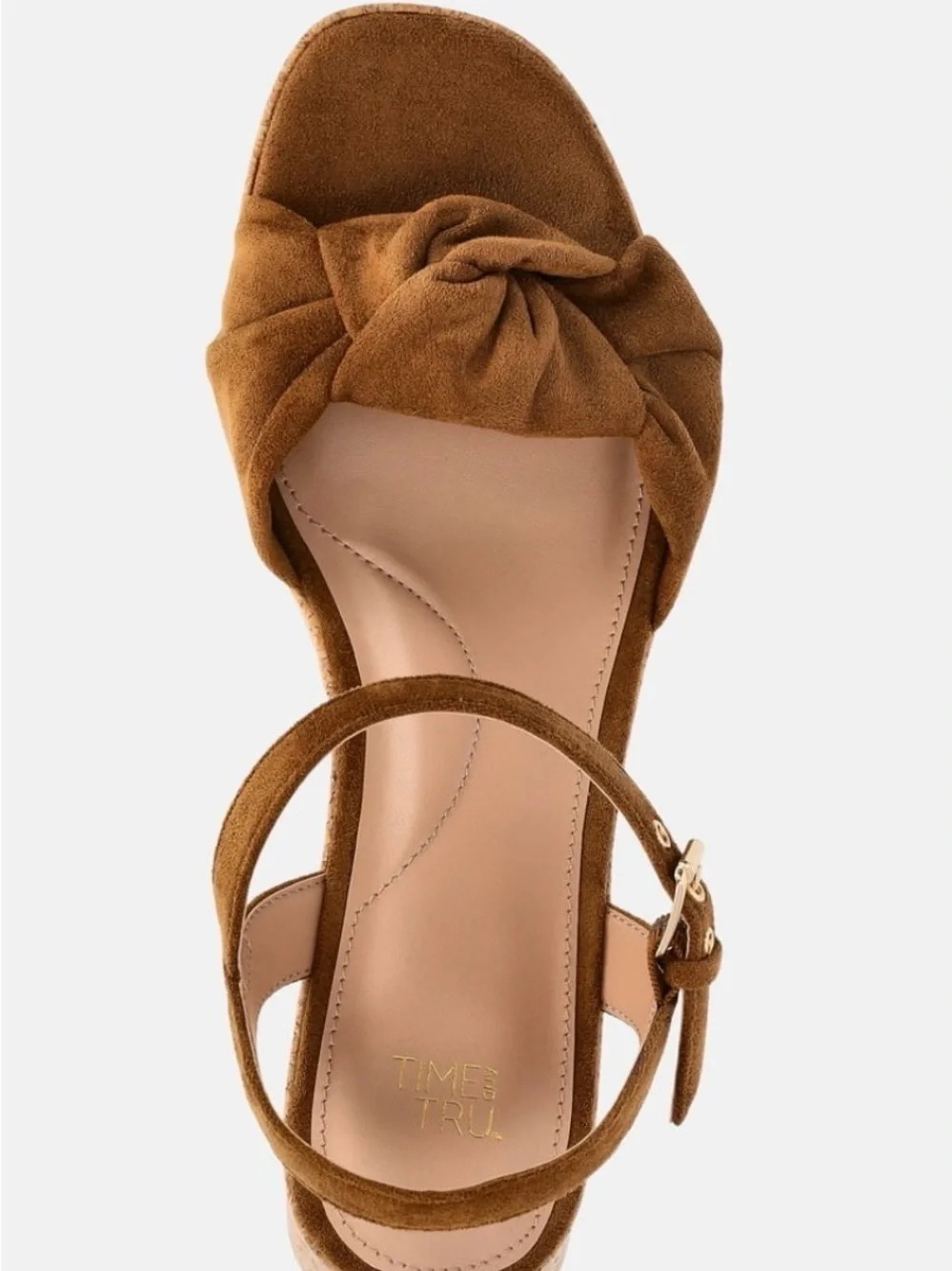 Time and Tru Tan Suede Knot Platform Sandals